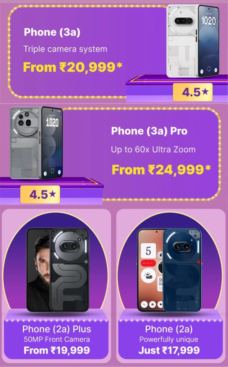stufflistings's tweet photo. Nothing phones Flipkart Big Billion Days offer pricing. https://t.co/XMvn4fV5Os