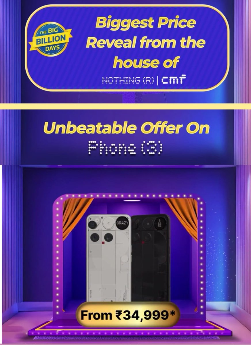 stufflistings's tweet photo. Nothing phones Flipkart Big Billion Days offer pricing. https://t.co/XMvn4fV5Os