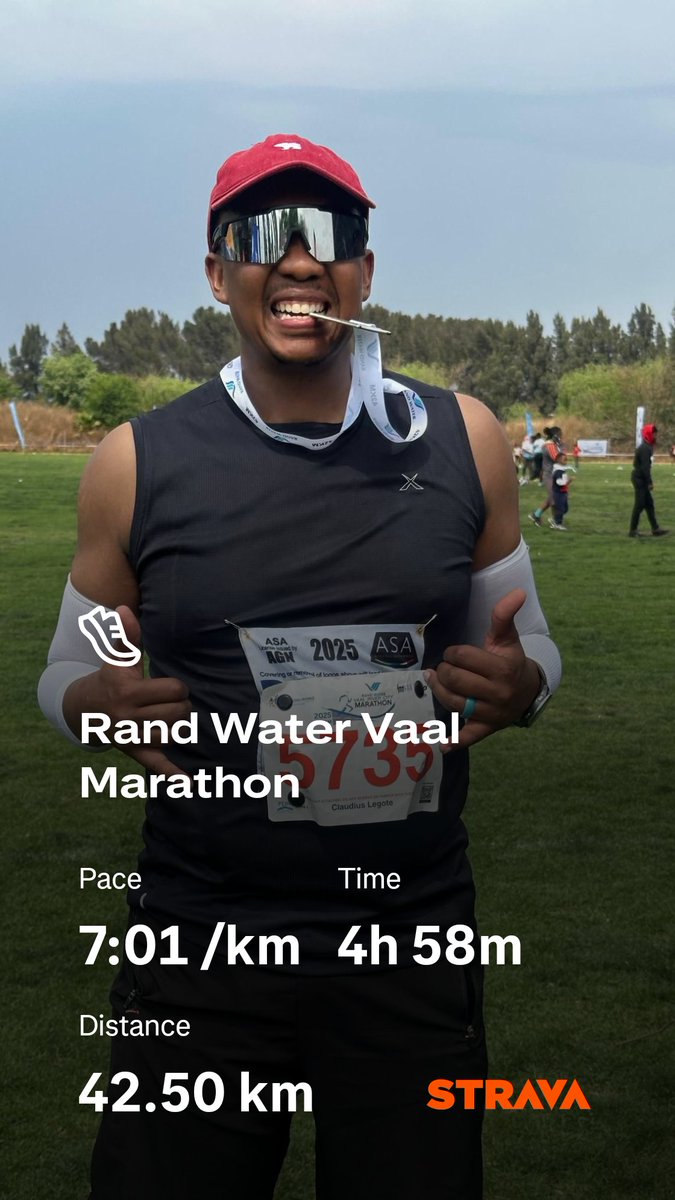 Qualify early and then train to improve your seeding ✅. 1st time running the Vaal River City Marathon and it lives up to its reputation 😂