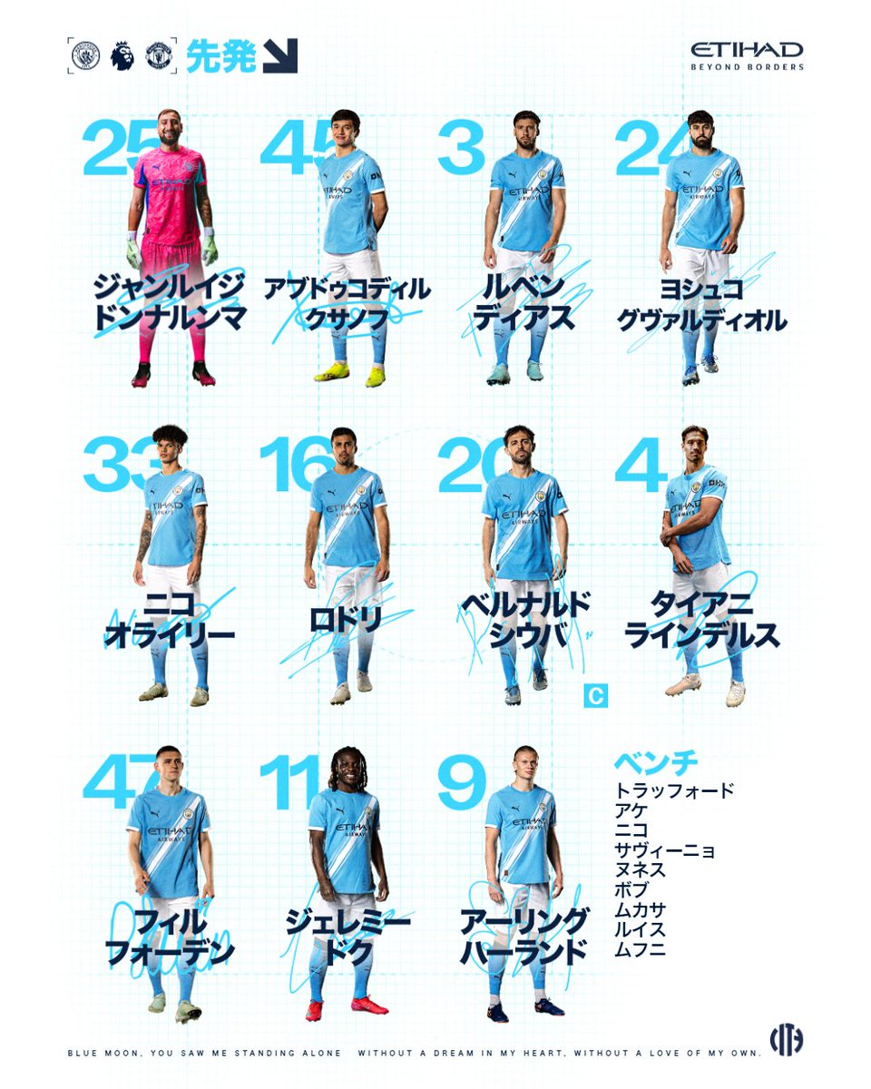 マンチェスター・ユナイテッド戦のスタメンはこちら！

🤝 <a href="/etihad/">Etihad Airways</a>