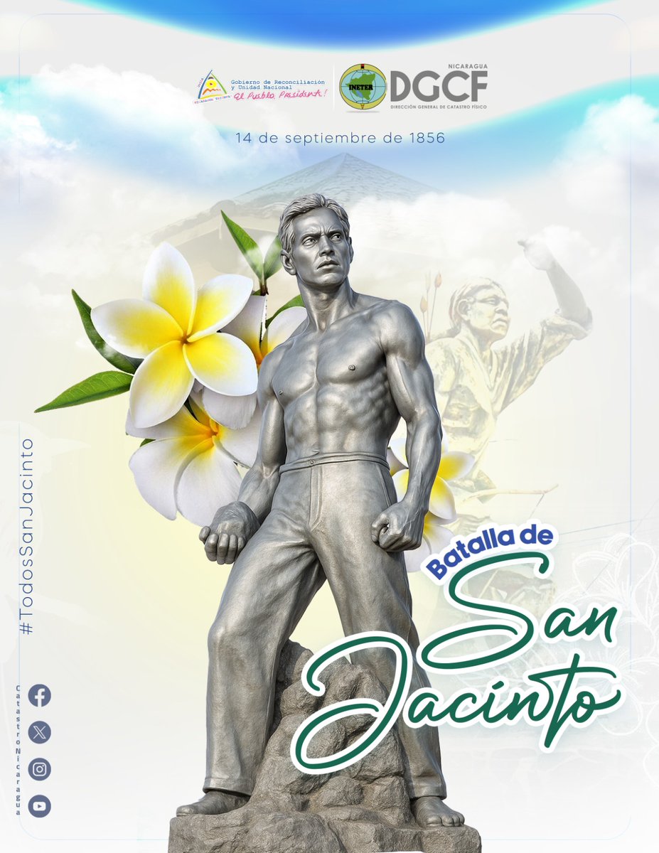 #TodosSanJacinto ✨ 169 Aniversario de la Batalla de San Jacinto ✨

Hoy, 14 de septiembre, conmemoramos con orgullo el 169 aniversario de la histórica Batalla de San Jacinto, símbolo de valentía y resistencia del pueblo nicaragüense en defensa de nuestra soberanía.

#Nicaragua