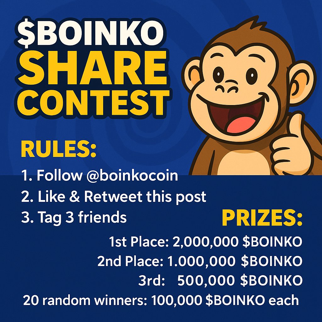 PaulexF76185's tweet image. Follow @BoinkoCoin  to participate in the $BOINKO share contest you might be lucky 
@JamesCrypto87 
@smith42972 
@Sodik_Ogbon 

#boinko  #sharecontest