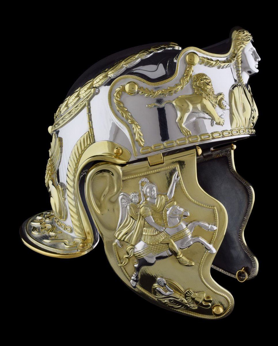 A stunning recreation of the Hallaton Roman helmet, one of the finest Roman cavalry helmets ever discovered in Britain, thought to date to around the time of the Roman invasion of the island in 43 AD...🧵