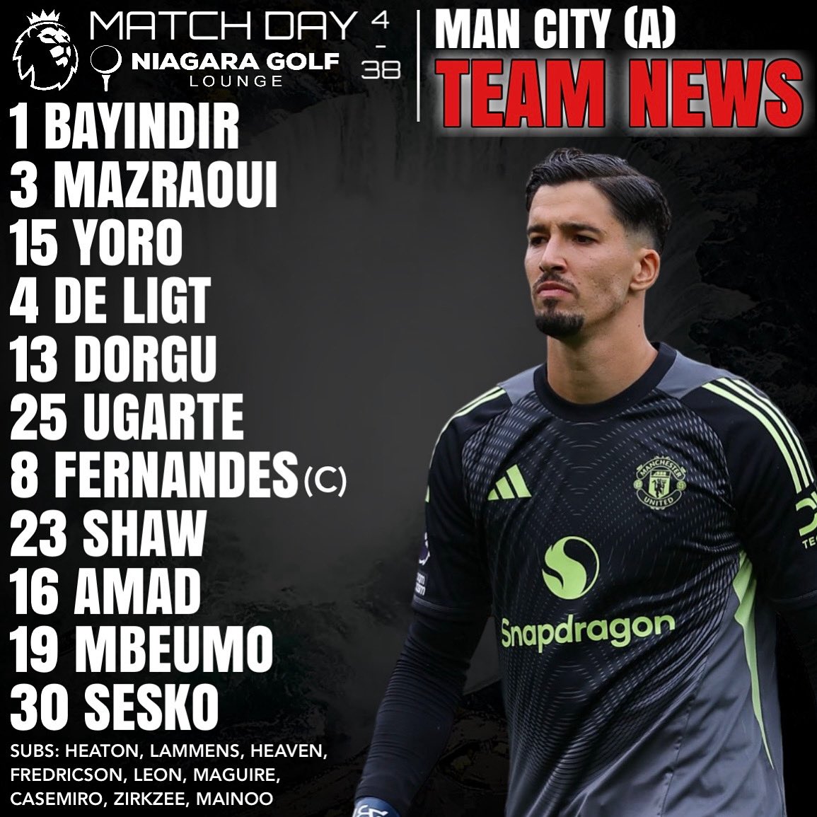 The team news. 🔴⚪️⚫️

#MCIMUN | #MUFC | #NIAGARA