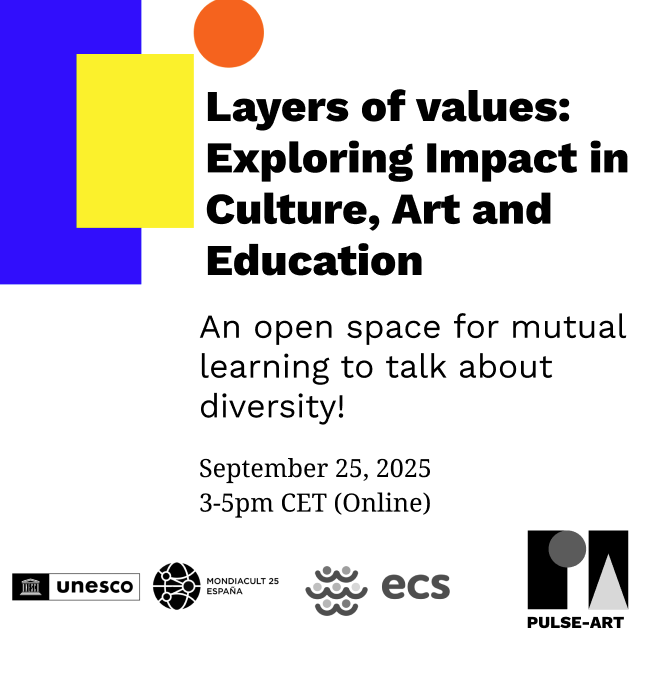 ISGLOBALorg's tweet image. On 25 September, we will be taking part in the #LayersOfValues event at #MONDIACULT, where we will be exploring the concept of inclusive impact in the fields of culture, art and education.

🔎 Info: f.mtr.cool/trgffiabzl

📝 Register: f.mtr.cool/gekvoybdfz

#PULSEARTproject…