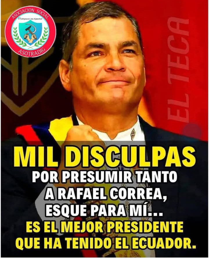 norona_glo63471's tweet photo. Ahora más q nunca valoramos al mejor Presidente del Ecuador @MashiRafael con firmeza y seguridad gobernó al Ecuador, nunca un paquetazo q golpee la economía de las mayorías, menos aún salir huyendo, enfrentó con valentia los desafíos para sacar adelante a su pueblo y país.
💛💙❤️ https://t.co/7tXZnP0KGm