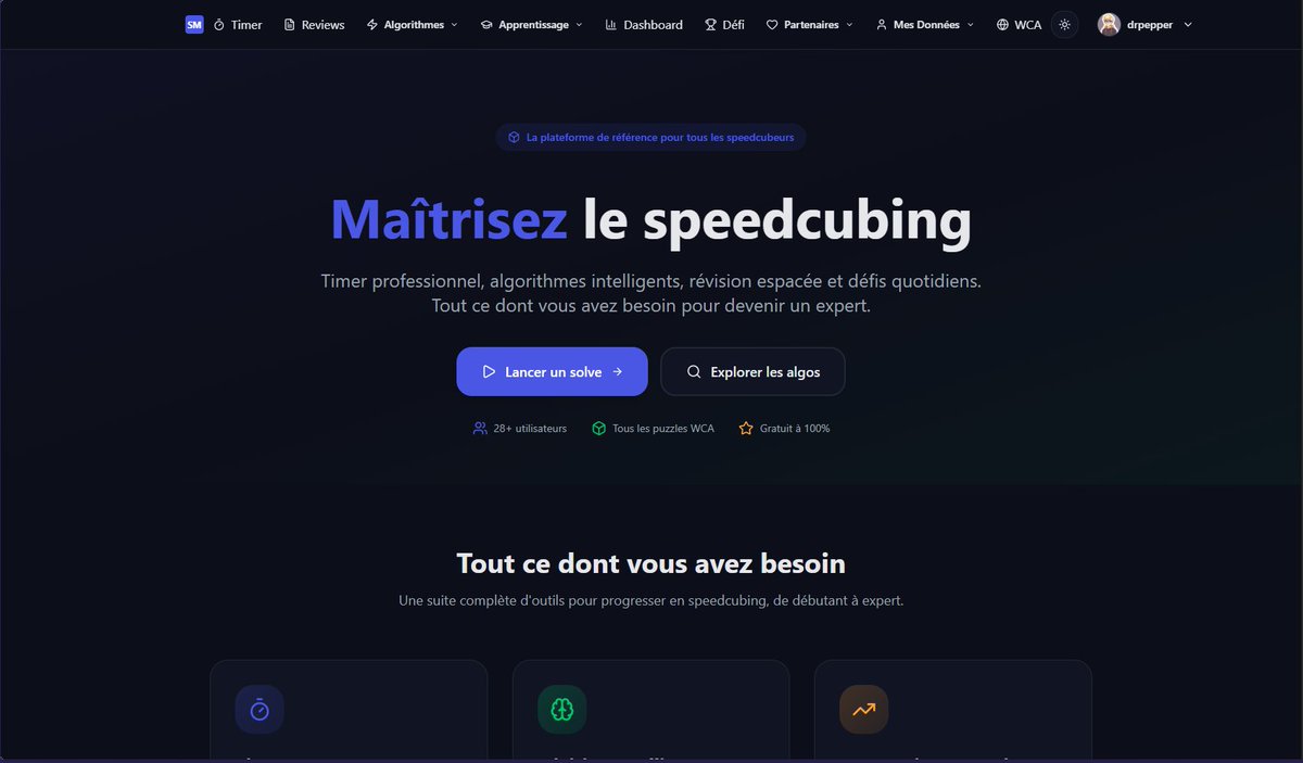 SpeedcubeMaster's tweet image. On est au stade des finitions !
Tout le speedcubing au même endroit : timer,guides, algos, comparatifs, défis, new wca...
Lancement imminent !
Commente “PB” pour l’early 👇