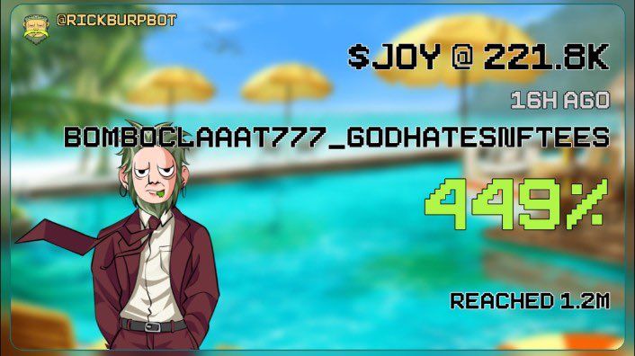 Another day, another bag secured. $JOY ripped 449% from our caller. The cult delivers with an 8x run, no misses.