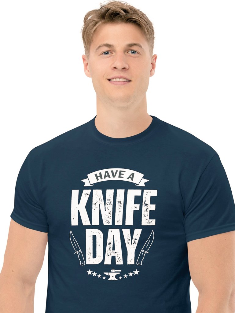 THKnives's tweet photo. For the ones who forge 🔥, shape steel &amp; breathe life into blades-this tee says it all.
The “Have a Knife Day” shirt is your go-to gift for #blacksmiths #bladeworkers &amp; steel lovers.
Let them wear their passion.

🎯 https://t.co/NK190d9Oyv

#KnifeMakers #Artisan
#KnifeCommunity https://t.co/XHboLgUTro