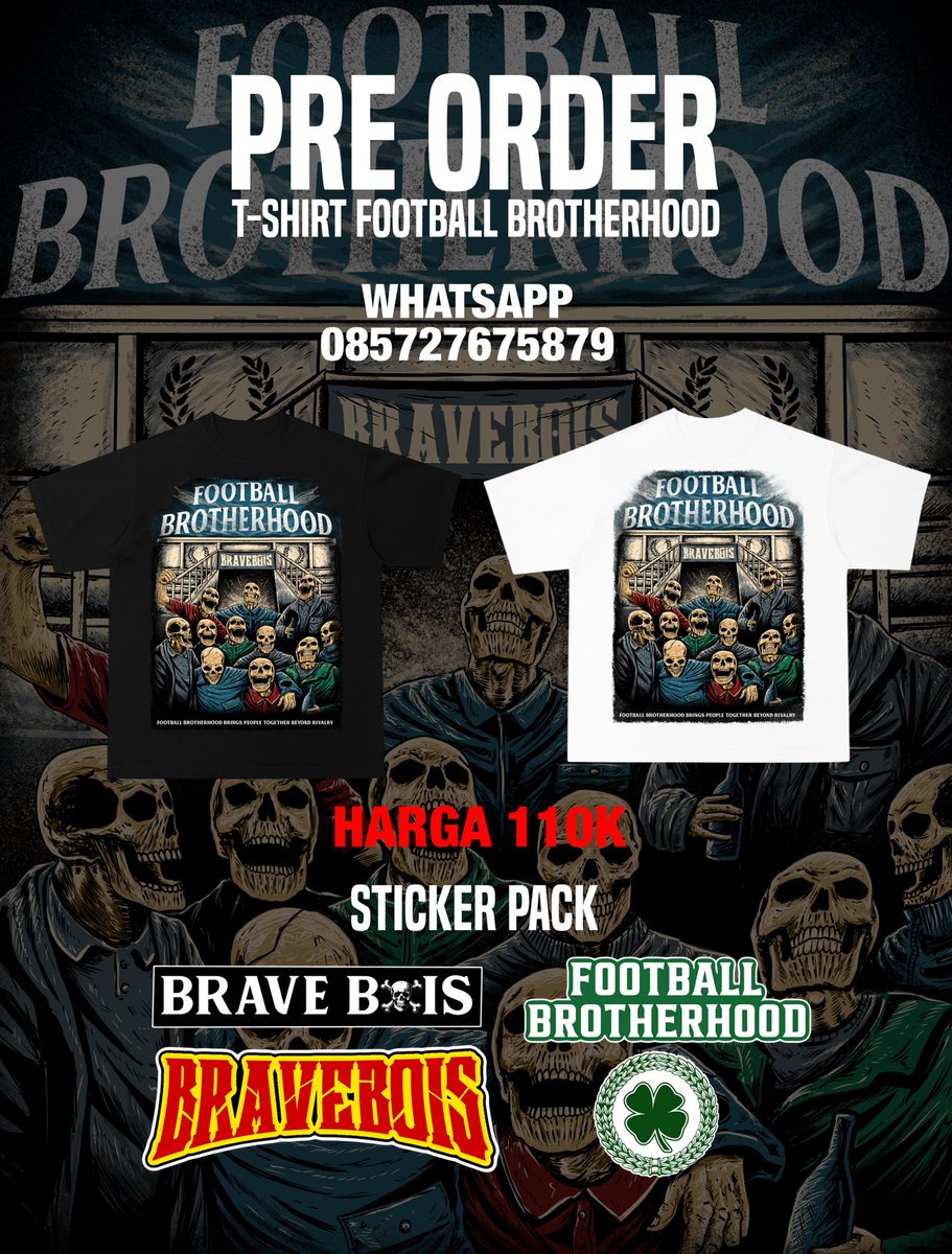 🔥 OPEN PRE-ORDER!! 🔥
T-SHIRT FOOTBALL BROTHERHOOD

Spesifikasi:
• Cotton Combed 24s
• Sablon Plastisol

💰 Harga: IDR 110K
💳 DP: 30K (Lunas lebih baik)

⏳ Close Order: 29 September 2025

⚽ Football Brotherhood brings people together beyond rivalry 🕊️