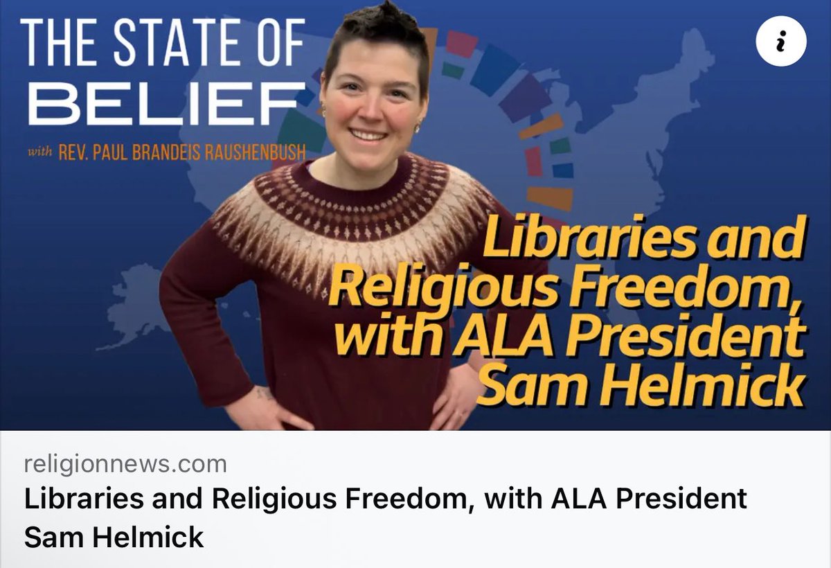GeometricRabbit's tweet image. Grateful for the fellowship with Rev. Paul Brandeis Raushenbush on @StateofBelief podcast to explore freedom, faith, libraries, and #LibraryCardSignUpMonth. 💜 

religionnews.com/2025/09/13/lib…