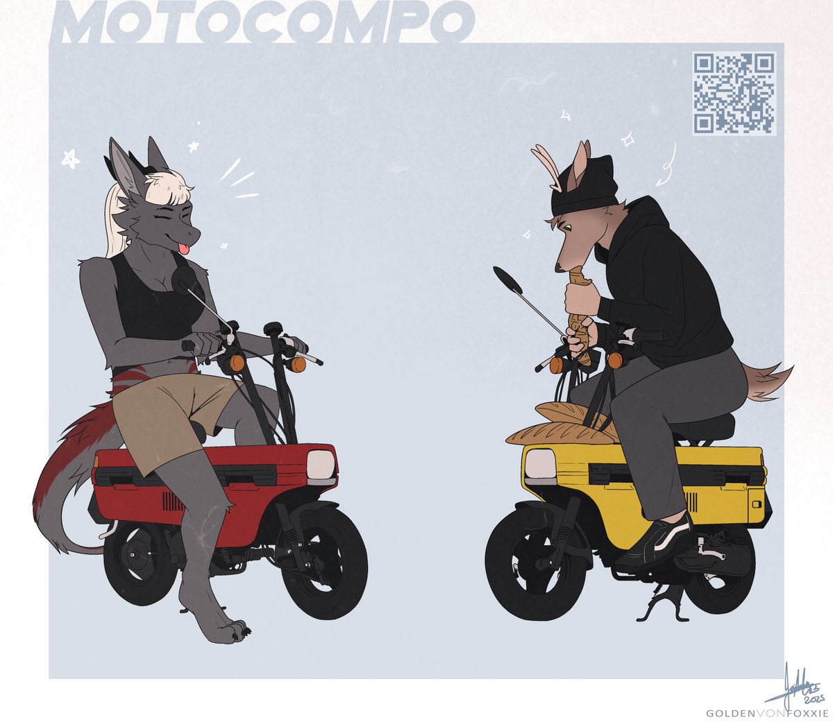 Silly Motocompo commission for Josef and Josh on Discord! Thank you for this hehehehehe :3