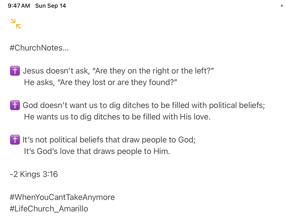RickHaasl's tweet photo. #ChurchNotes #WhenYouCantTakeAnymore #LifeChurch_Amarillo https://t.co/nmFPeWxdM7
