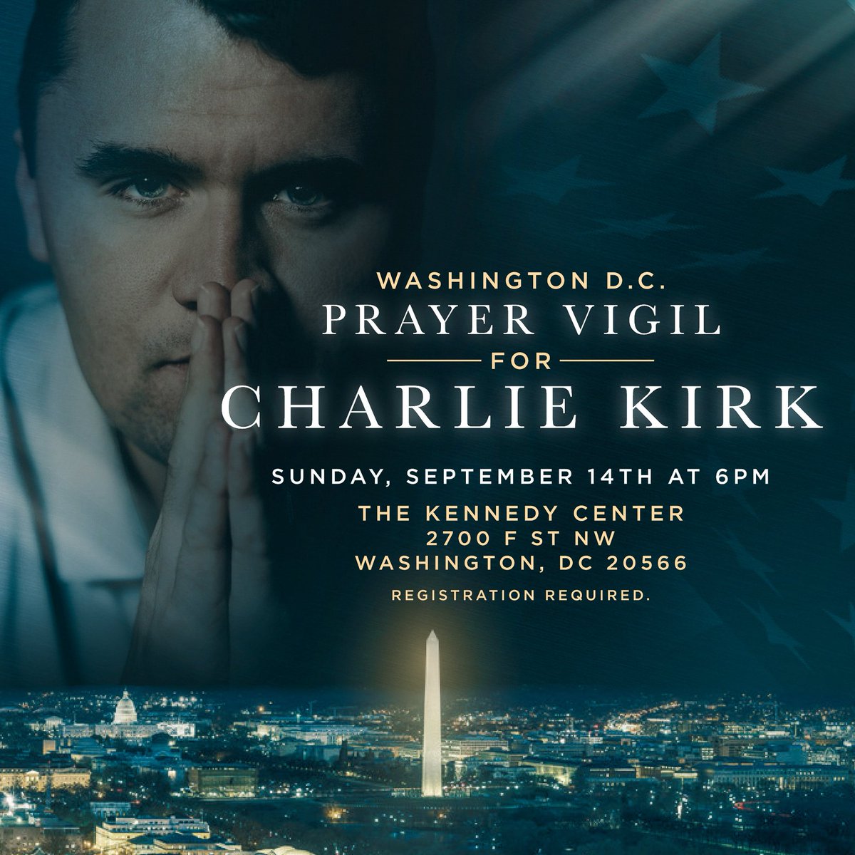 Brick_Suit's tweet photo. TONIGHT AT 6PM IN D.C.
PRAYER VIGIL FOR CHARLIE KIRK
AT THE KENNEDY CENTER. https://t.co/I4m6Cx39cT