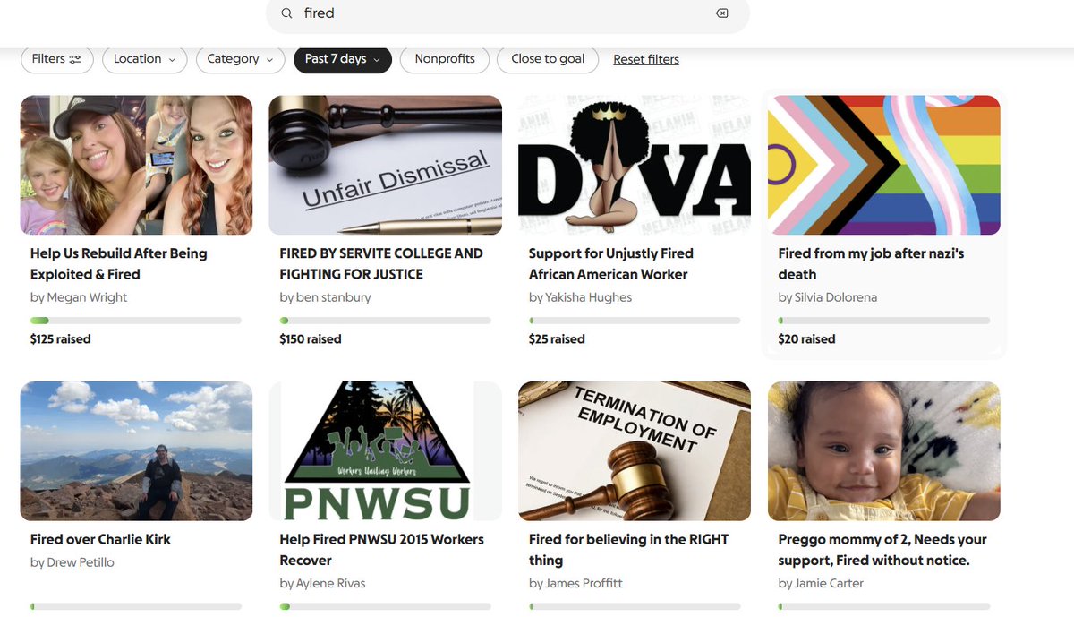 Fired far left extremists who celebrated Charlie's death and threatened violence against conservatives are flocking to GoFundMe en masse to beg for donations.

Make sure to go through and report their campaigns for supporting violence. Just search "fired" and filter by last 7