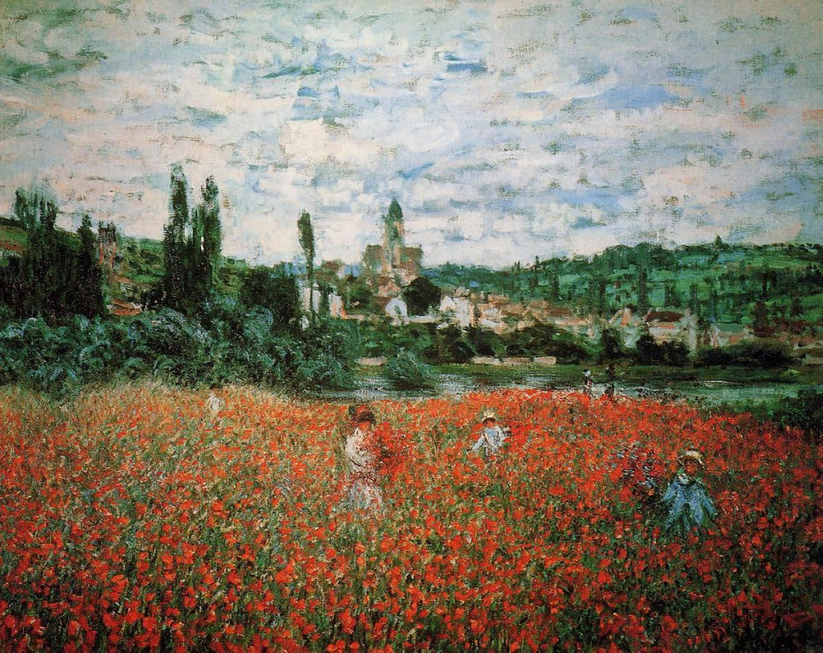 Poppy Field near Vetheuil - 1879 #artbots #monet