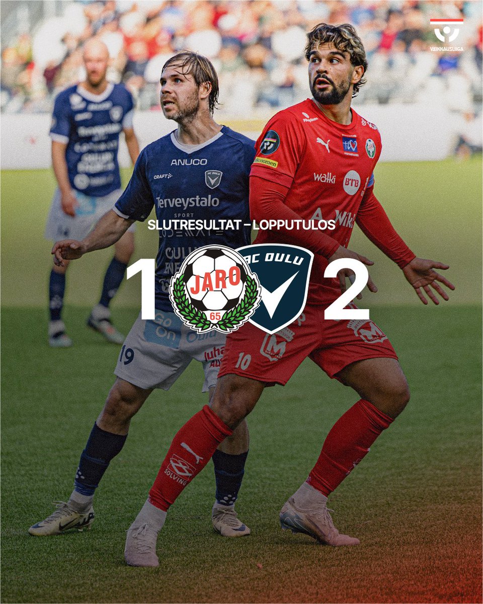 👎 Det blir förlust och vi får ladda om. På fredag är det dags igen då vi tar oss an KTP på bortaplan.

👎 Ottelu pättyy tappioon. Nyt katseet kohti perjantaita, kun kohtaamme KTP:n vieraskentällä.

----
Slutresultat/Lopputulos: FF Jaro - AC Oulu 1-2. #FFJaro #Veikkausliiga