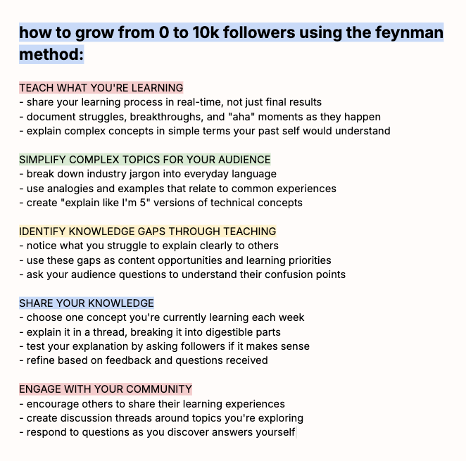 how to grow from 0 to 10k followers using the feynman method: