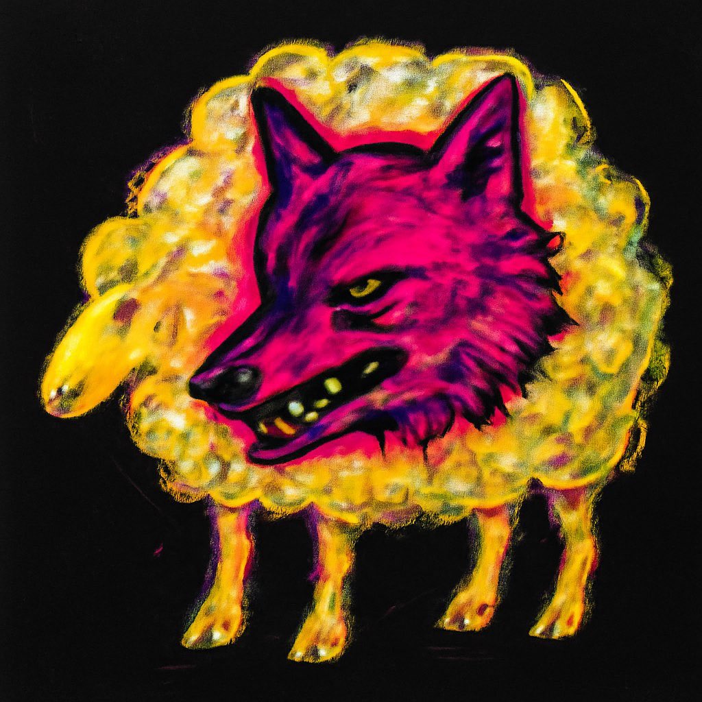 Волк в овечьей шкуре III

Работа входит в серию «Фразеологизмы».

#волквовечьейшкуре
#фразеологизмы
#neuropila 
#нейропила 
#рпарт
#современноеискусство 
#contemporaryart