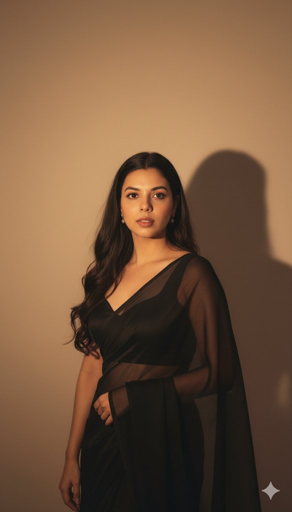 rahuljaggi6's tweet photo. I Created @ginavalentina stunning portrait of a young Indian woman with long, dark, wavy hair cascading over her shoulders With The Help Of #Gemini Hope You Like This Gina #Gina #Ginavalentina #India #Indianottd https://t.co/co8AzSOxq9