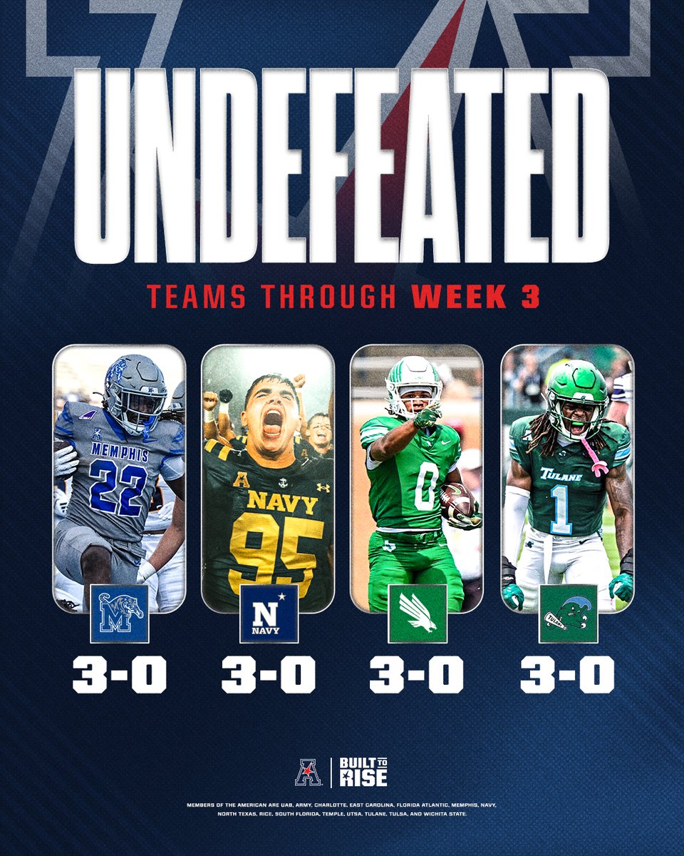 4 UNDEFEATED teams in the American💪
 
#BuiltToRise x #AmericanFB