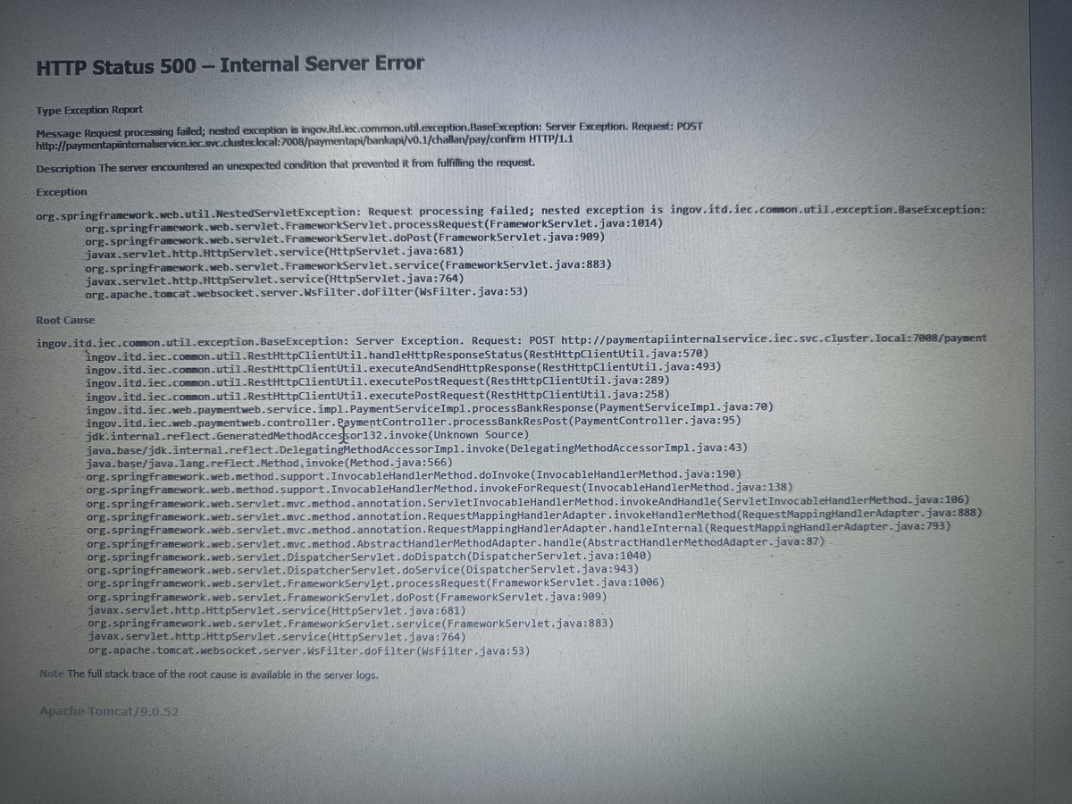 <a href="/IncomeTaxIndia/">Income Tax India</a> what's going on with the Income Tax Portal? The Tax Amount was debited from the bank but challan was not generated showing below server error and Challan is also not showing in Payment History on Portal. Could you please check or sortout this.