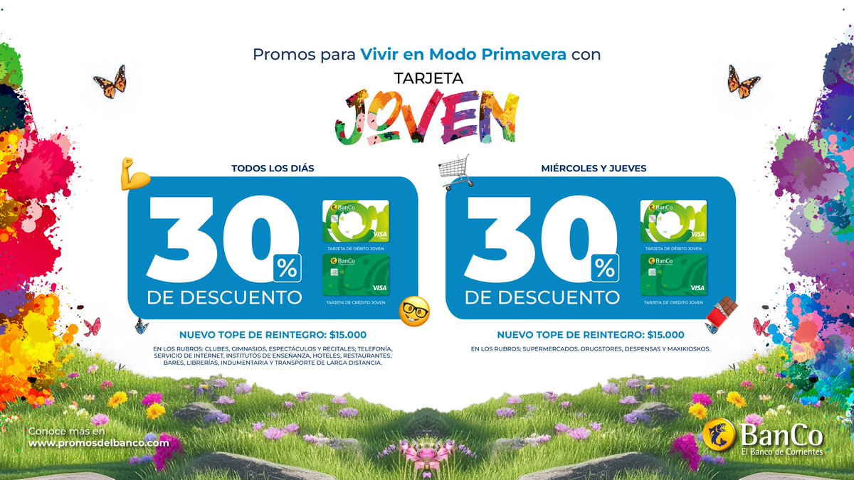 ¡Arrancá a lo grande! Promos, descuentos y beneficios pensados para vos con #TarjetaJoven📱👟🍕🎬
👉 Deslizá y descubrí todo lo que podés aprovechar con el 30% OFF en tus rubros favoritos.

Conocé más en 📲 promosdelbanco.com/?s=Tarjeta+jov…