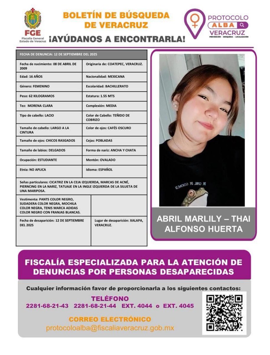 @ObservatorioCrimenesLGBT (@observatoriocr3) on Twitter photo Te buscamos #AbrilMarlily! 🔍
¡Ayúdanos a que regrese a casa!
<a href="/Busqueda_MX/">Comisión Nal. de Búsqueda Mx</a>
<a href="/SEGOB_mx/">Gobernación</a>
<a href="/FGRMexico/">FGR México</a>
<a href="/ProtocoloalbaV/">Protocolo Alba Fiscalía Veracruz</a>
<a href="/cebver/">Comisión Estatal de Búsqueda Veracruz</a>
@fgevera
<a href="/rocionahle/">Rocío Nahle</a>
#LGBT #Busqueda #PersonaDesaparecida #Xalapa #Veracruz Te buscamos #AbrilMarlily! 🔍
¡Ayúdanos a que regrese a casa!
<a href="/Busqueda_MX/">Comisión Nal. de Búsqueda Mx</a>
<a href="/SEGOB_mx/">Gobernación</a>
<a href="/FGRMexico/">FGR México</a>
<a href="/ProtocoloalbaV/">Protocolo Alba Fiscalía Veracruz</a>
<a href="/cebver/">Comisión Estatal de Búsqueda Veracruz</a>
@fgevera
<a href="/rocionahle/">Rocío Nahle</a>
#LGBT #Busqueda #PersonaDesaparecida #Xalapa #Veracruz