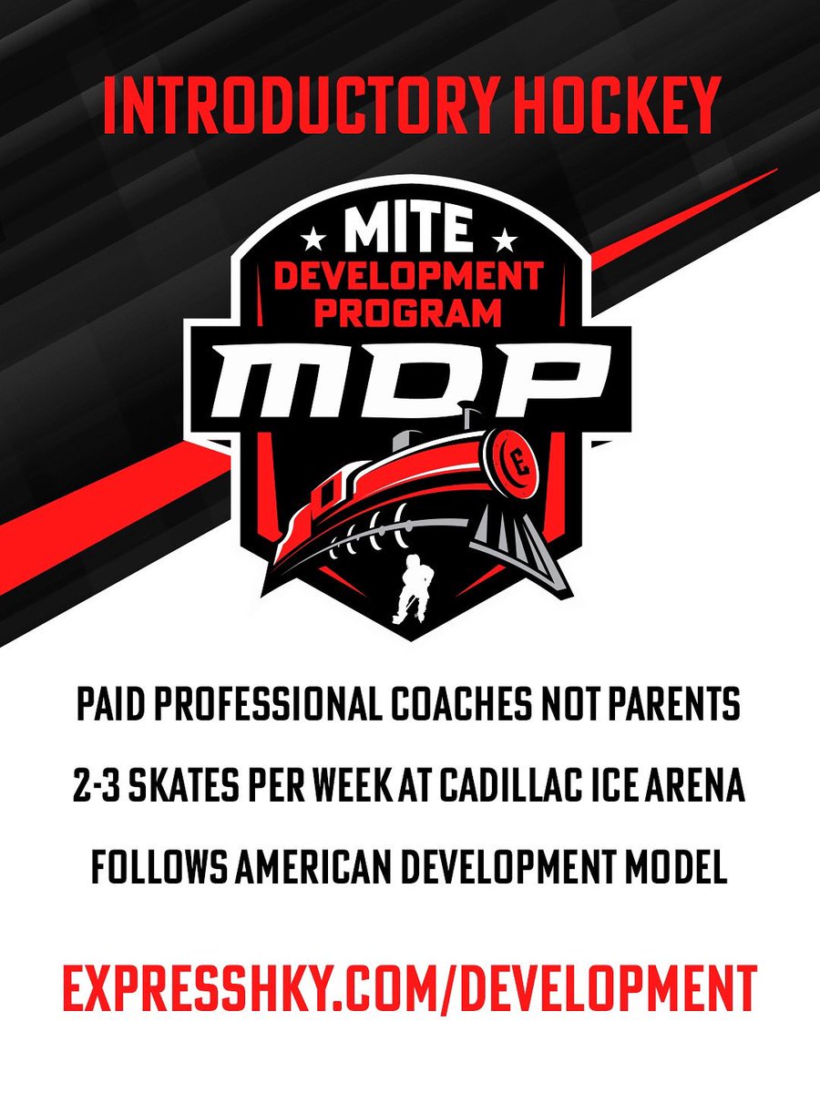 Our Mite Development Program begins this upcoming week! Sign up at ExpressHKY.com/Development

#Rolltrain #ExpressYourself #CadillacIceArena