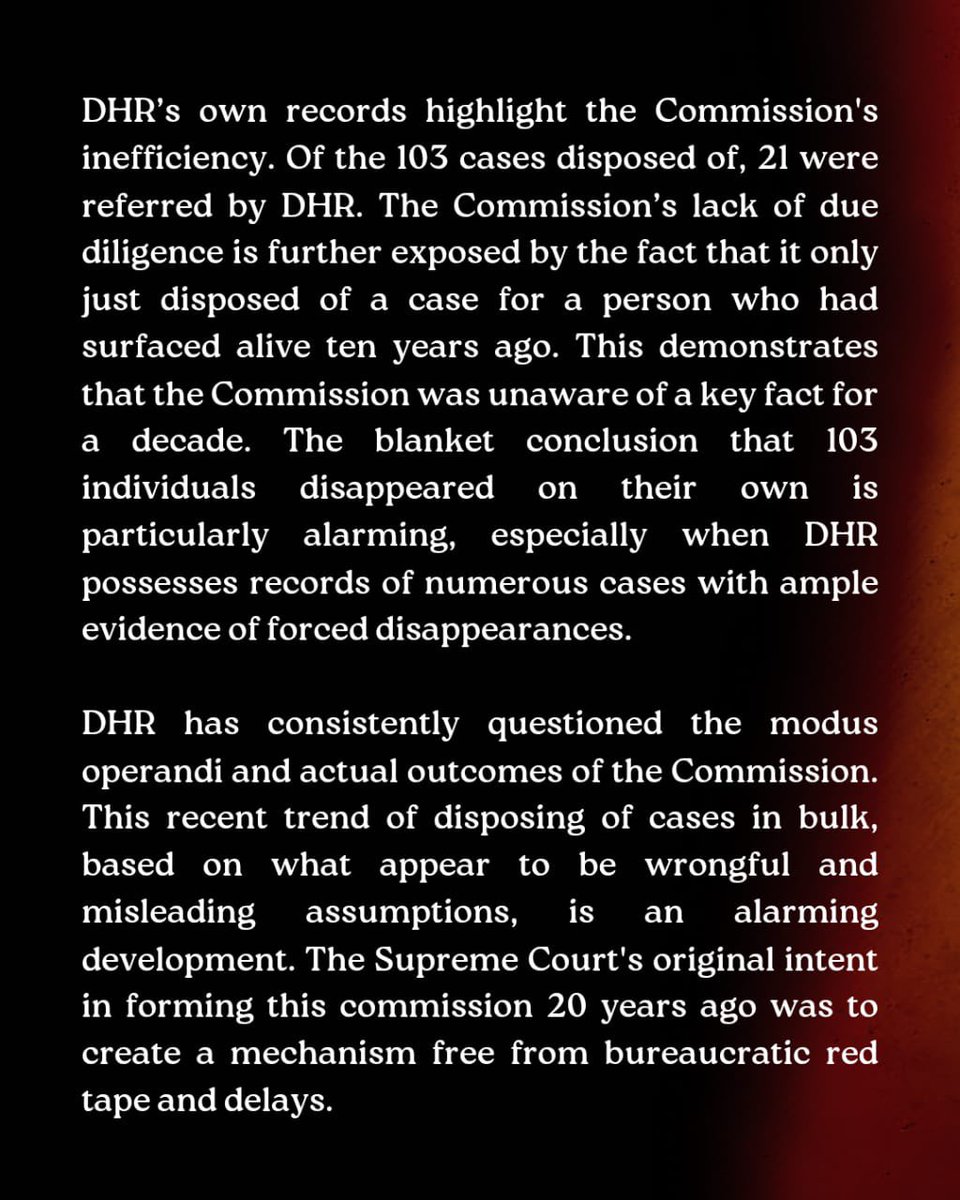 Commission’s latest report shows bulk disposals and zero accountability. 

We demand justice for the families of the #EnforcedDisappeared now!!