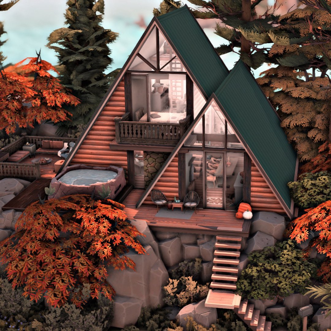 #eapartner
Hi.✨ This time i’ve made an Autumn 
A-Frame House. Why? BECAUSE I’M SOOO READY FOR AUTUMN AND SPOOKY SEASON!!🍂
I hope you like it!👻

| No CC.🎈
| Stop Motion Speed build: m.youtube.com/watch?v=Em0Wew…

#TheSims4 #ShowUsYourBuilds #Ea <a href="/TheSims/">The Sims</a>