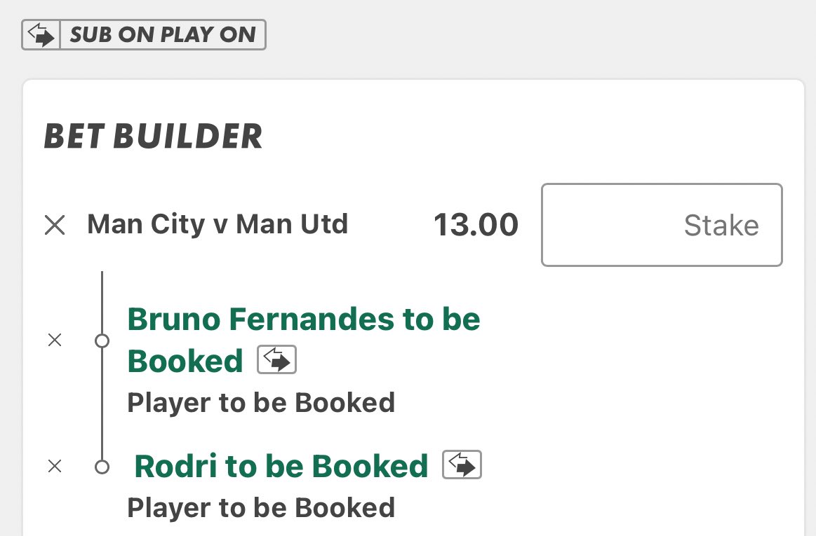 MANCHESTER CITY VS MANCHESTER UNITED BET BUILDERS⚽️🟨🟥

Good luck!🔞

#MCIMNU
#ManchesterDerby 
#PremierLeague