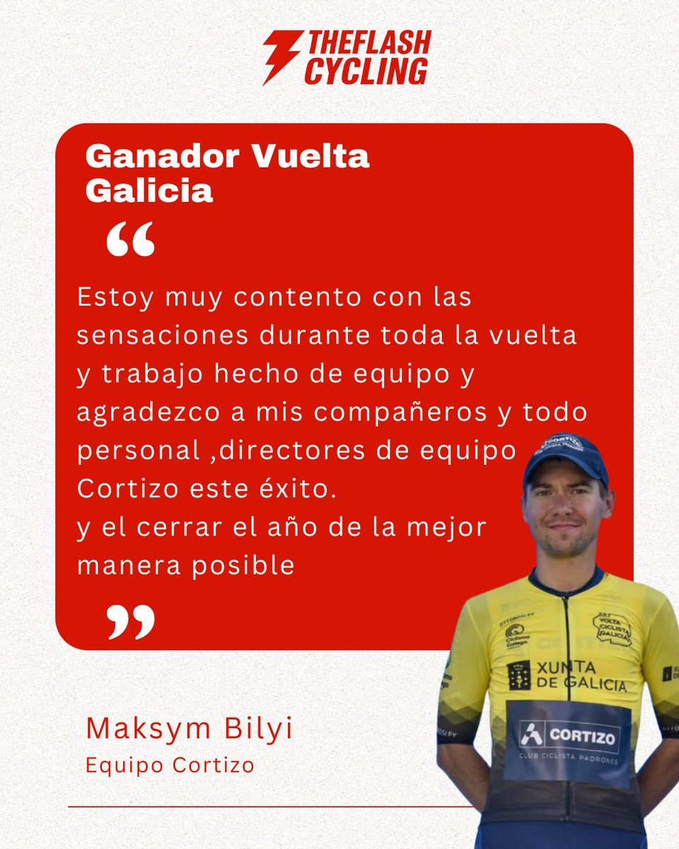 TheFlashCycling's tweet image. 🏆🚴‍♂️ Maksym Bilyi se corona en la Vuelta a Galicia 🚴‍♂️🏆

El corredor del Equipo Cortizo logra una victoria brillante, demostrando constancia, fuerza y estrategia en cada etapa.

#VueltaGalicia #EquipoCortizo #maksymbilyi #Ciclismo #Victoria
