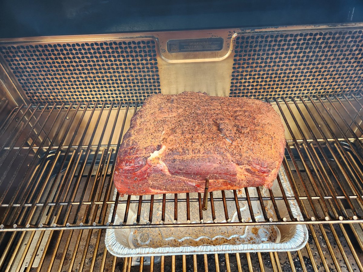 Bark starting to set up nicely. Only problem with smoking meat, I can't eat it for hours lol