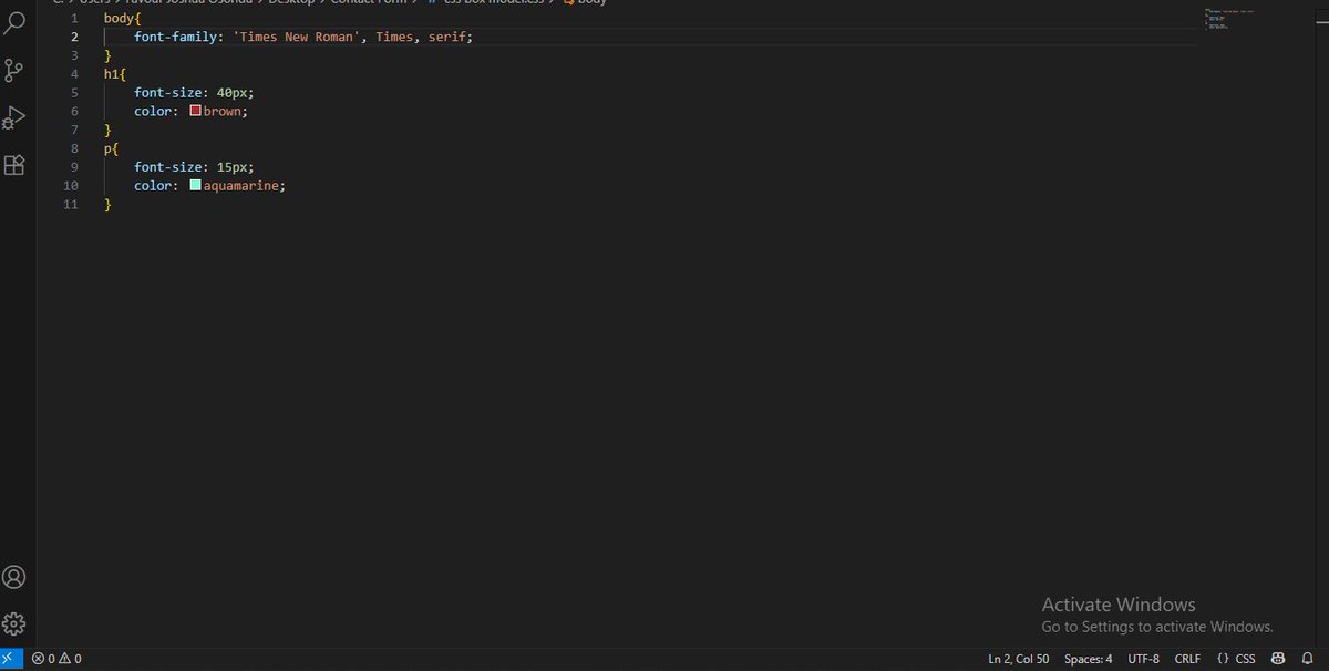 Xetron01's tweet image. Day 6/30:
#30DaysofCodeChallenge
Linked my first css file to html.
Changed font family, don't sizes and colors.
It has been awesome so far
From now on it will be more deeper
#CSS