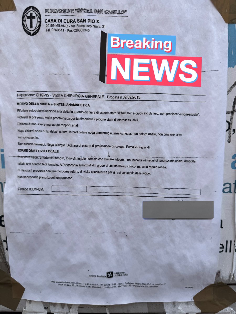 markius_mk's tweet image. Ma in che senso uno è andato a visita per farsi certificare di non essere gay e perciò non averlo mai preso nel 🍑?
Oltretutto appeso in mezzo la città 😆