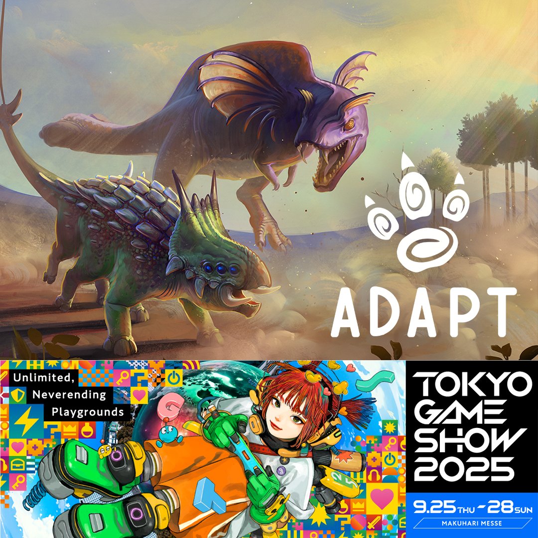 AdaptTheGame's tweet image. Adapt will be joining @SlugDisco at #TokyoGameShow2025! 

📍Find us at booth E32 in Hall 11, Makuhari Messe, from 25-28 September, 2025

Experiment with the endless potential of evolution in Adapt&apos;s demo! Can&apos;t wait to meet everyone in Japan!

#TGS2025 #東京ゲームショウ2025