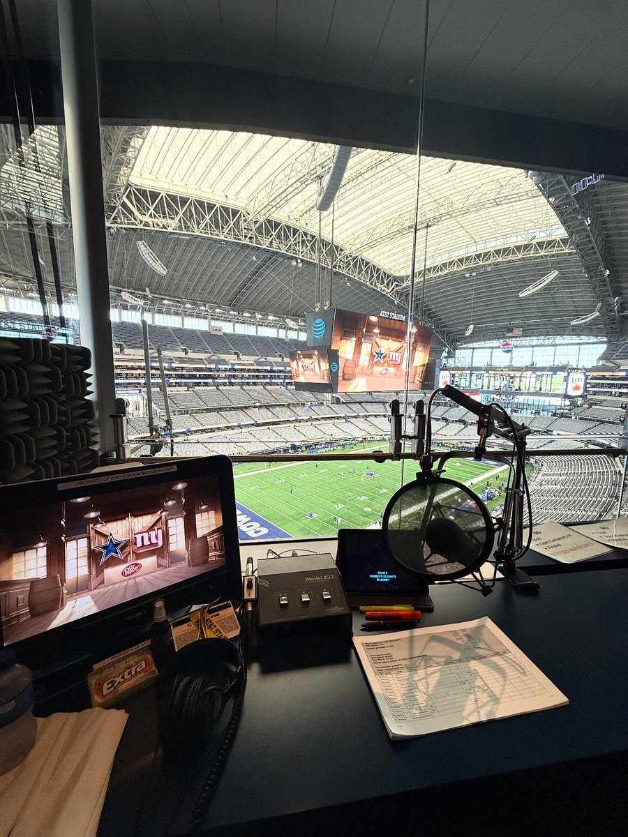 HERE WE GO! 

Behind the PA mic for the #DallasCowboys regular season home opener, as the <a href="/Giants/">New York Giants</a> are here for a noon kickoff inside <a href="/ATTStadium/">AT&T Stadium</a>. 

Let’s #GOCOWBOYS! 

#NYGvsDAL
#ItTakesAllOfUs
#ChooseLove 
#CowboysNation 
#PAbrotherhood
#OfficeView