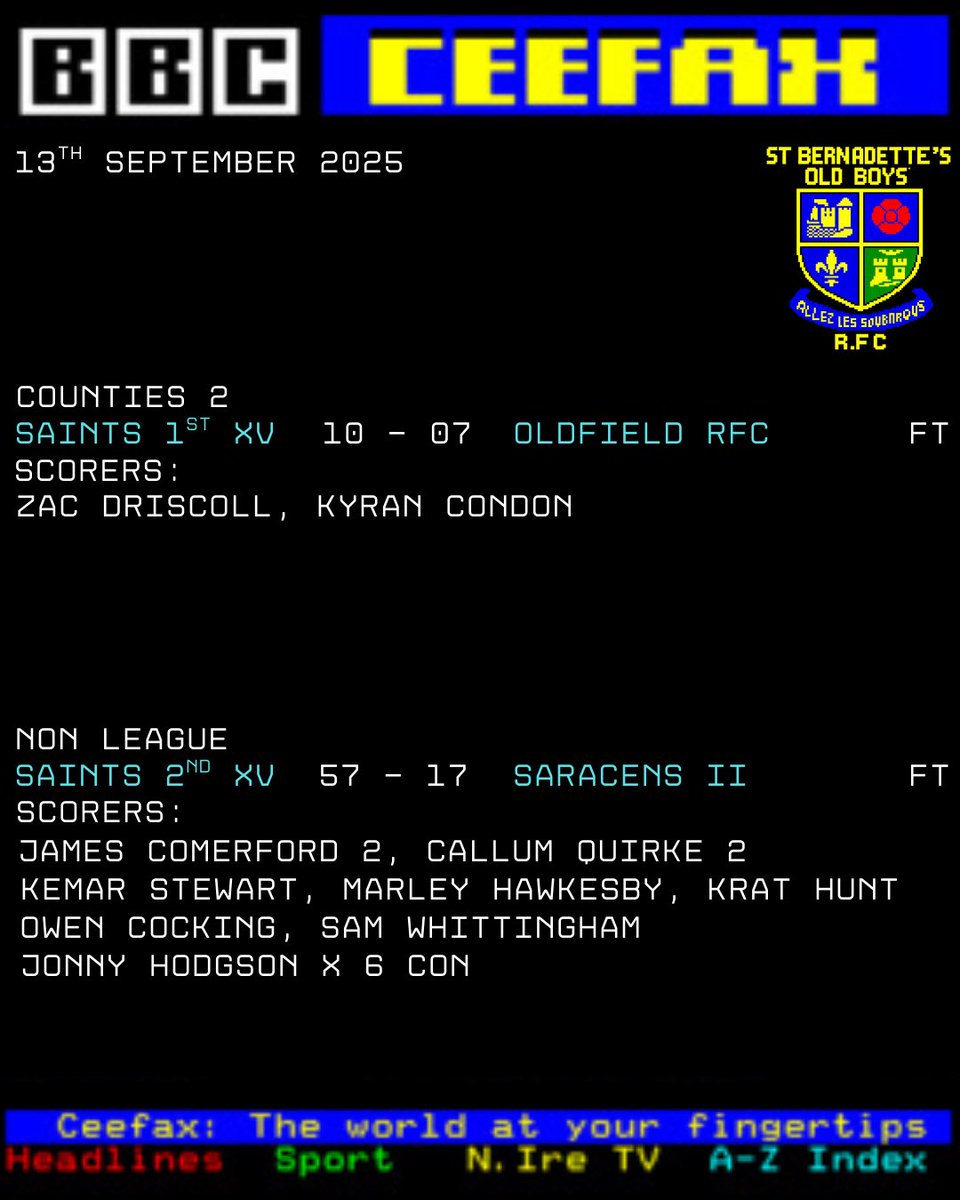 St Bernadettes OB RFC tweet media