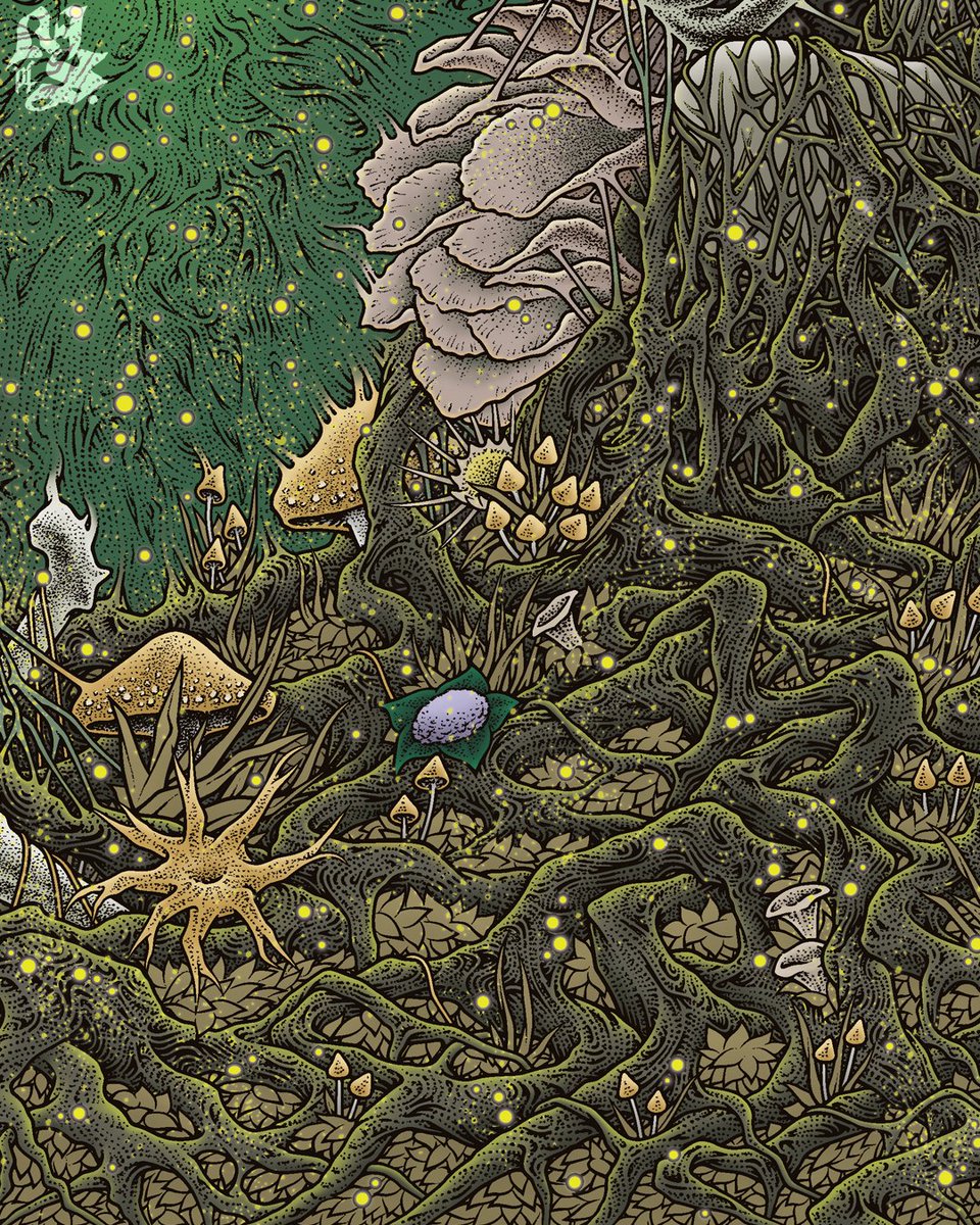Detail from the #albumart for Drought's "Keystone Ruin". Illustrated with fine liner ink pens on white paper, digitally colored in.
#illustration #penandink #natureart