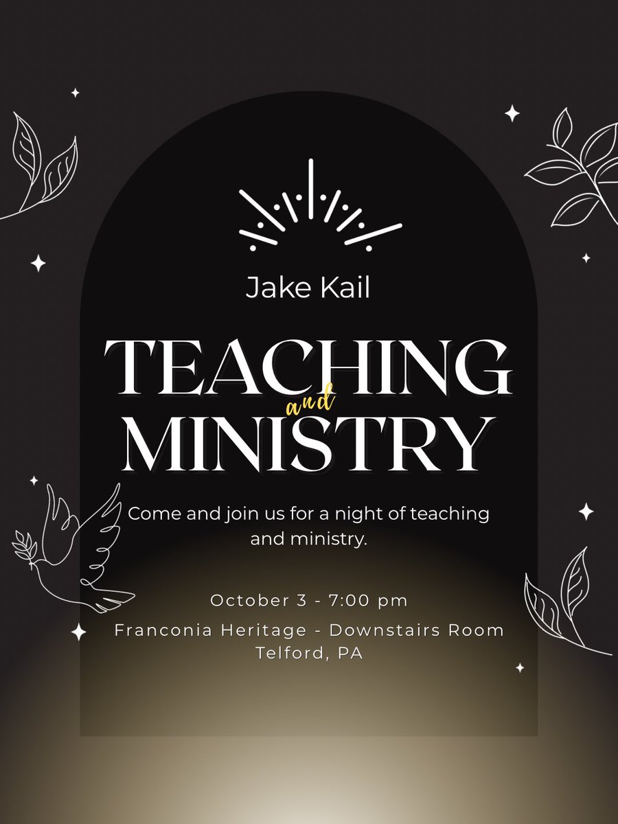 Mark your calendars! Jake Kail is coming to Telford. If you’ve been struggling with any life issue and just can’t figure it out, come for deliverance and be set free.