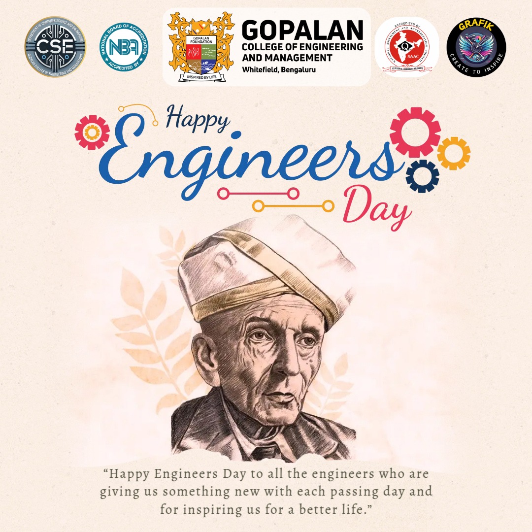 gcem_cse's tweet image. Building bridges between ideas and reality! Happy Engineers Day to our students, faculty and alumni! #EngineersDay #EngineeringPride #GCEM #CSE