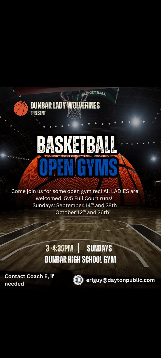 Today is the first Open Gym session for ANY young ladies in the Dayton area to come out and get some 5v5 runs in!!! #Share dayton