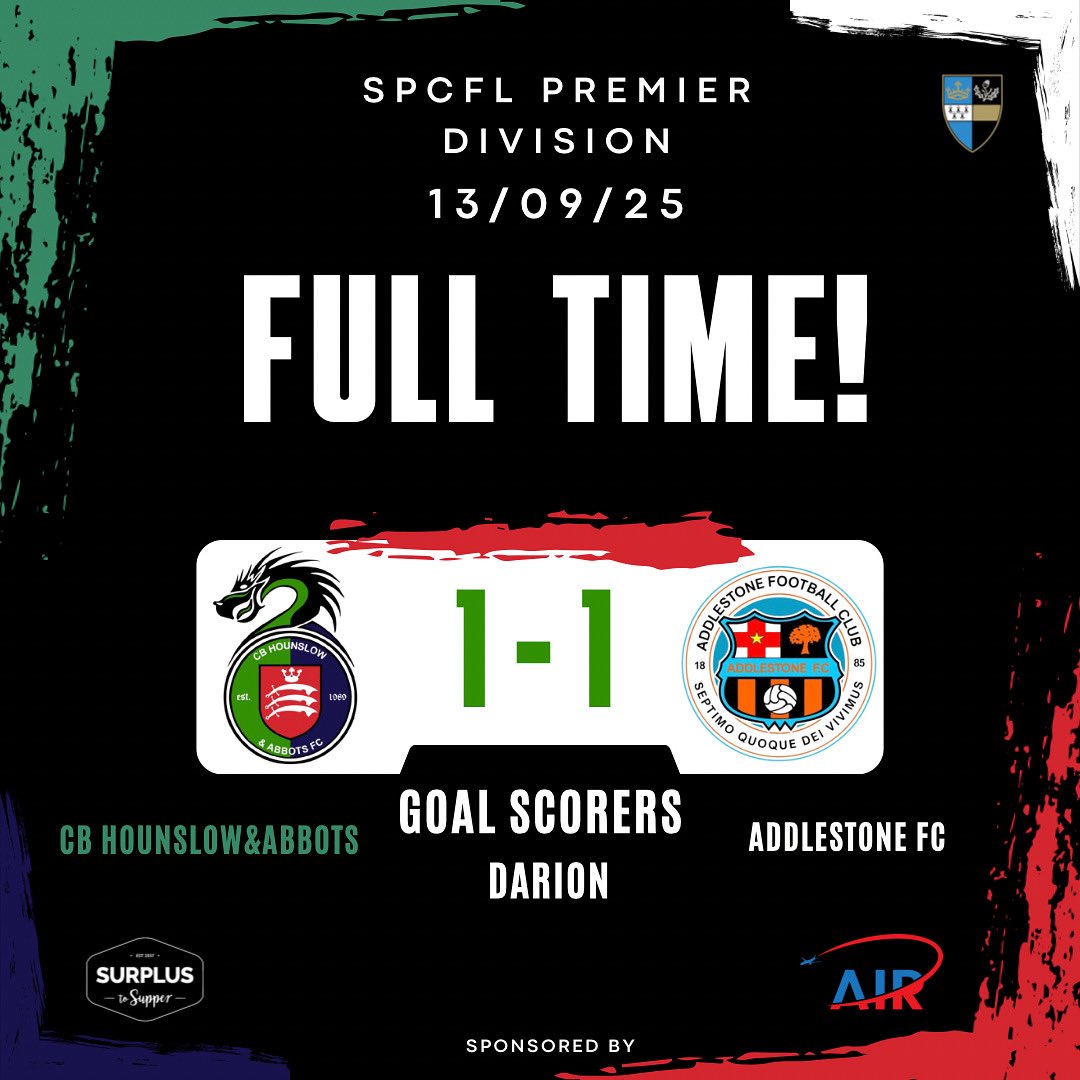 COULD’VE BEEN MORE 🐉 1-1 draw away. The boys worked hard and put in the effort leading 1-0 unfortunately the ref gave away a questionable penalty, but we take the point &amp; move on 🔥 #CBHounslowAndAbbots #UpTheDragons #Draw #MatchResults #OneOnOne #WeMoveOn #FirstTeam #League