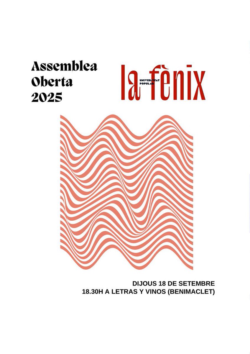 LaFenix_UP's tweet image. Tens inquietuds polítiques? Et preocupa el futur del País Valencia? Vols organitzar-te?
Assemblea oberta de La Fènix un espai de reflexió i formació crítica: escoles, grups de lectura, accions amb els moviments socials...
Dijous que ve a les 18.30h al @letras_y_vinos a Valencia.