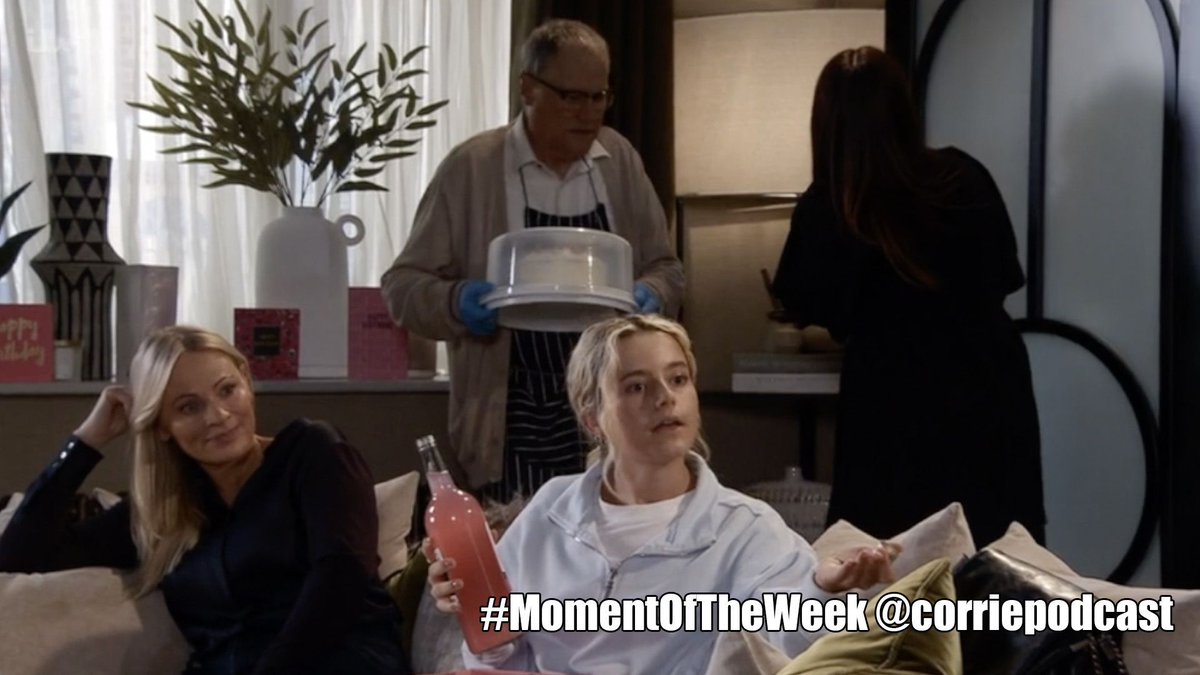 Before everything got all far-fetched and Dallas, we loved the scenes of the blended family gathering to celebrate Betsy's birthday, including David coming in to tell them all to shut up. This calm before the storm is our #MomentOfTheWeek! #corrie