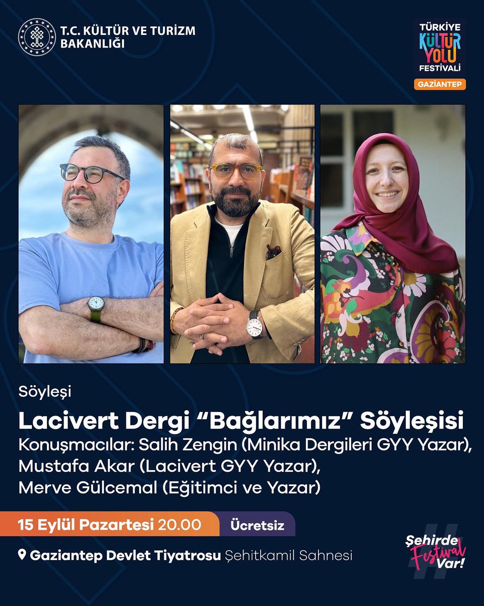 Pazartesi akşamı nasipse G.Antep’teyiz. <a href="/MerveGulcemal/">Merve Gülcemal</a> ve <a href="/mustafa_akar_/">Mustafa Akar</a> ile birlikte sohbetimize bekleriz.