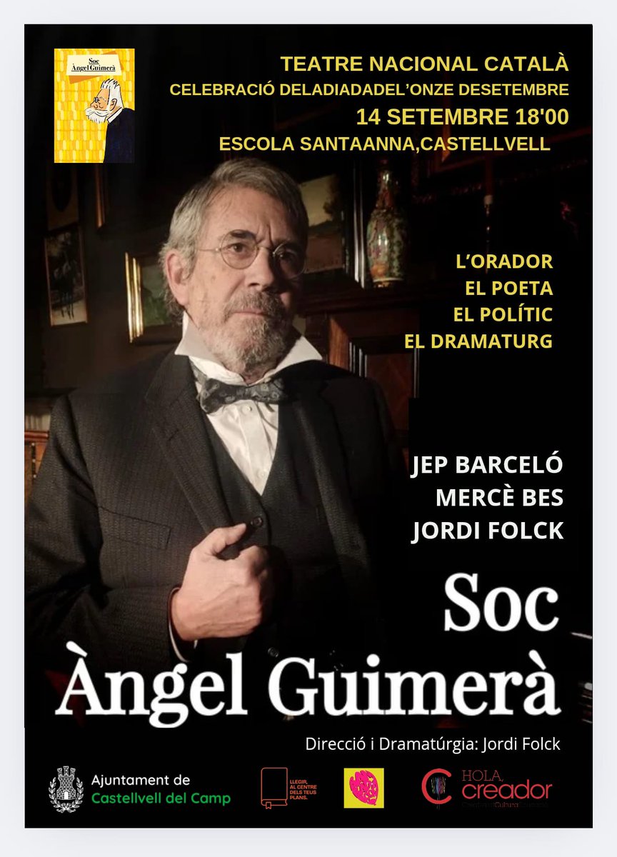 Jordi Folck (@jordi_folck) on Twitter photo A punt de començar a <a href="/aj_castellvell/">Aj. Castellvell del Camp</a>
SOC ÀNGEL GUIMERÀ <a href="/lletres/">Lletres catalanes</a> dramatúrgia pròpia amb <a href="/JepBarcelo/">Jep Barceló</a> i <a href="/cedes555/">HappyWitch</a>
Torna Guimerà a dir-les com ja pocs avui gosen...
"era massa honest per ser polític "... I altres perles...
<a href="/AngelGuimera45/">Àngel Guimerà</a> <a href="/ViuelTeatre/">Viu el Teatre</a> A punt de començar a <a href="/aj_castellvell/">Aj. Castellvell del Camp</a>
SOC ÀNGEL GUIMERÀ <a href="/lletres/">Lletres catalanes</a> dramatúrgia pròpia amb <a href="/JepBarcelo/">Jep Barceló</a> i <a href="/cedes555/">HappyWitch</a>
Torna Guimerà a dir-les com ja pocs avui gosen...
"era massa honest per ser polític "... I altres perles...
<a href="/AngelGuimera45/">Àngel Guimerà</a> <a href="/ViuelTeatre/">Viu el Teatre</a>