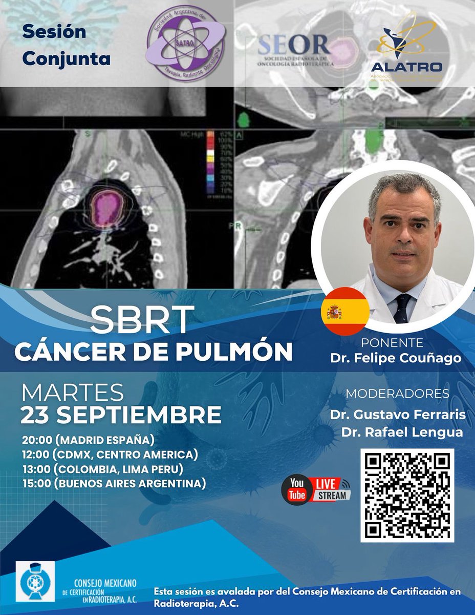 jopalazzo's tweet photo. Una nueva oportunidad académica 
Webinar de ALATRO  SATRO y SEOR 
Unidos para revisar conceptos actuales en cáncer de pulmón de la mano de líderes de opinión 
Este 23 de setiembre 
 NO te lo pierdas
@fcounago https://t.co/2IpL5fiwGa