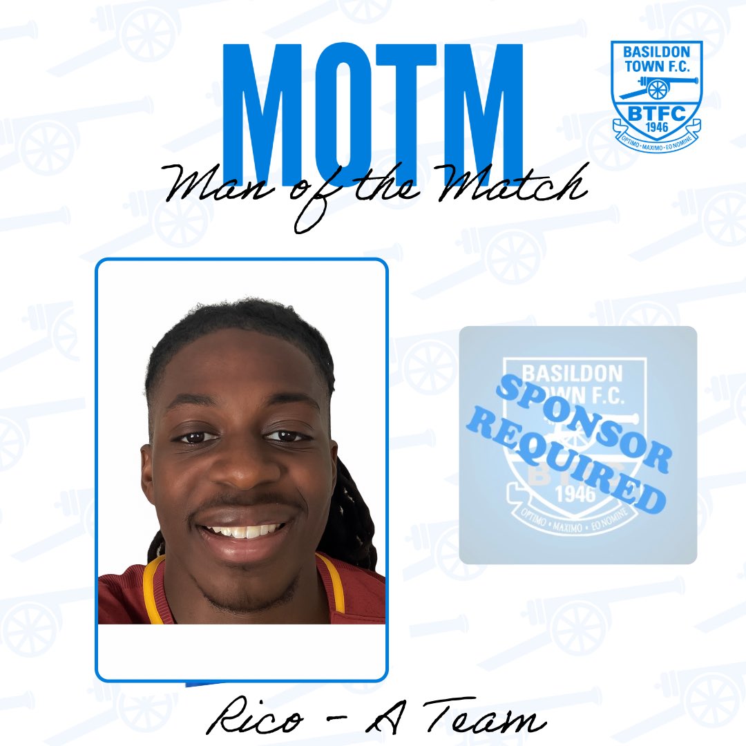 BasTownFC's tweet photo. Man of the match 13th September A TEAM game VS Shoebury Town - Rico (new signing) 🔵 https://t.co/vrHb0eHXyz